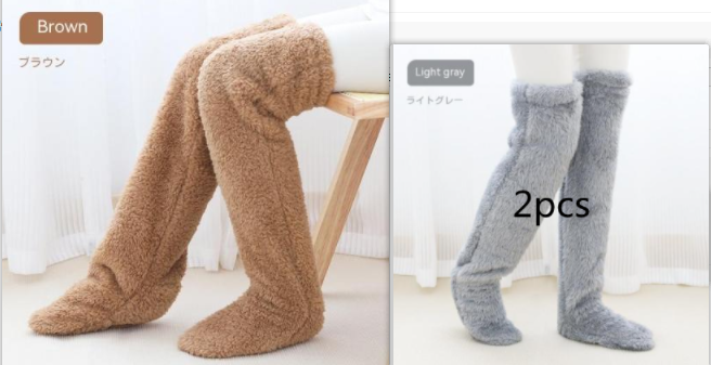 Over Knee High Fuzzy Long Socks Winter Warm Cold Leg Knee Joint Cold-proof Stockings Home Floor Sleeping Socks Men dealsniper-net Set1 Average Size