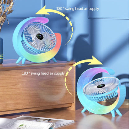 New Bright Night Light Charging Fan Desktop Silent Mini Electric Fan