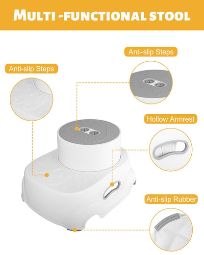 Padded 2-Step Step Stool 2-Step Footstool - Step Stool Non-slip Kitchen Gym From House