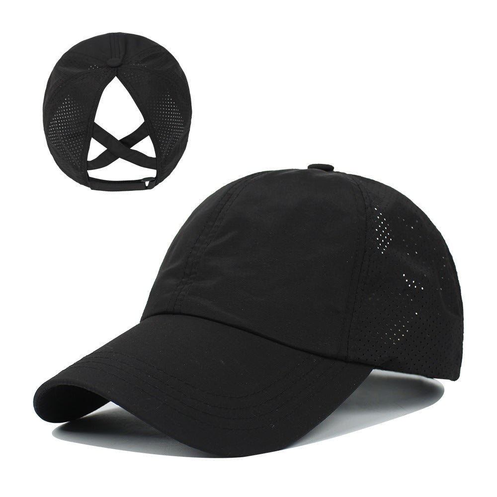 Women's New Outdoor Sports Ponytail Baseball Hat Women Gym From House Black adjustable