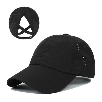 Women's New Outdoor Sports Ponytail Baseball Hat Women Gym From House Black adjustable