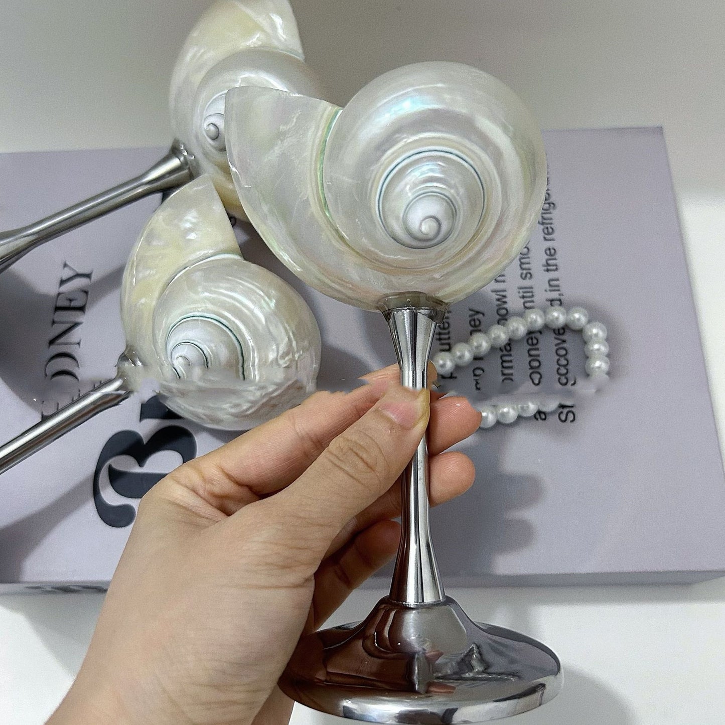 Ins Handmade Shell Conch Wine Glass Aromatherapy Dish Kitchen DealSniper.net Silver