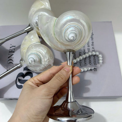 Ins Handmade Shell Conch Wine Glass Aromatherapy Dish Kitchen DealSniper.net Silver