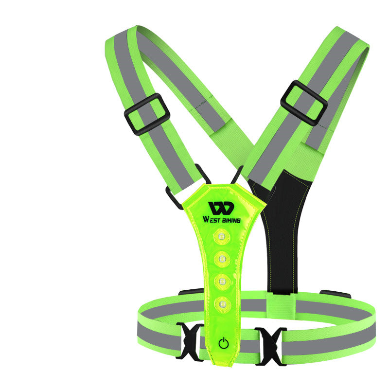 Outdoor Night Run Reflective Vest Riding Warning Light Outdoor dealsniper-net Fluorescent Green