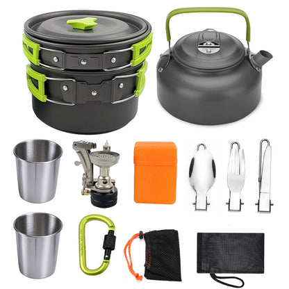 Camping Cookware Kit Outdoor Cooking Set Hiking Picnic Outdoor DealSniper.net Green