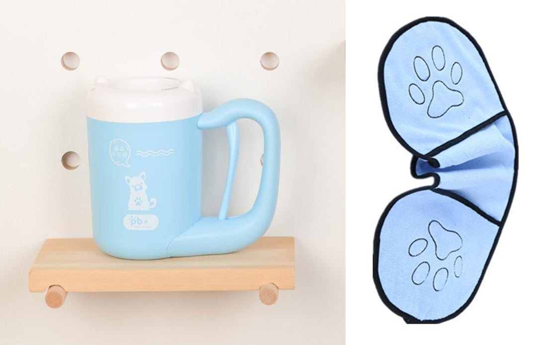 Pet Cat Dog Foot Clean Cup Cleaning Tool Silicone Pets Gym From House Blue and Light Blue M