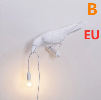 Creative Auspicious Bird Resin Wall Lamp Decoration Home Decor dealsniper-net White B EU