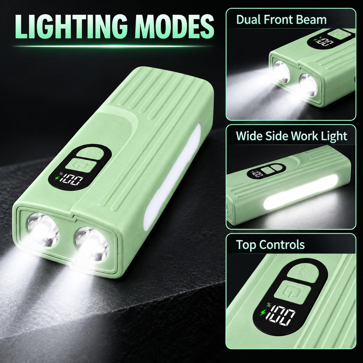 Rechargeable Z838 Green Portable Bicycle Flashlight Power Bank Outdoor DealSniper.net