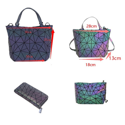 Luminous Makeup Bag Lattice Design Geometric Bag Women dealsniper-net O