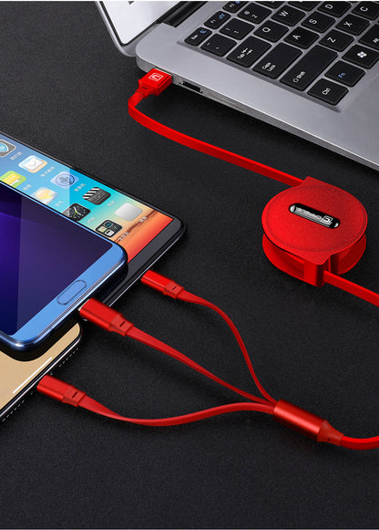 Telescopic three-in-one charging line mobile phone multi-function multi-head Electronics DealSniper.net