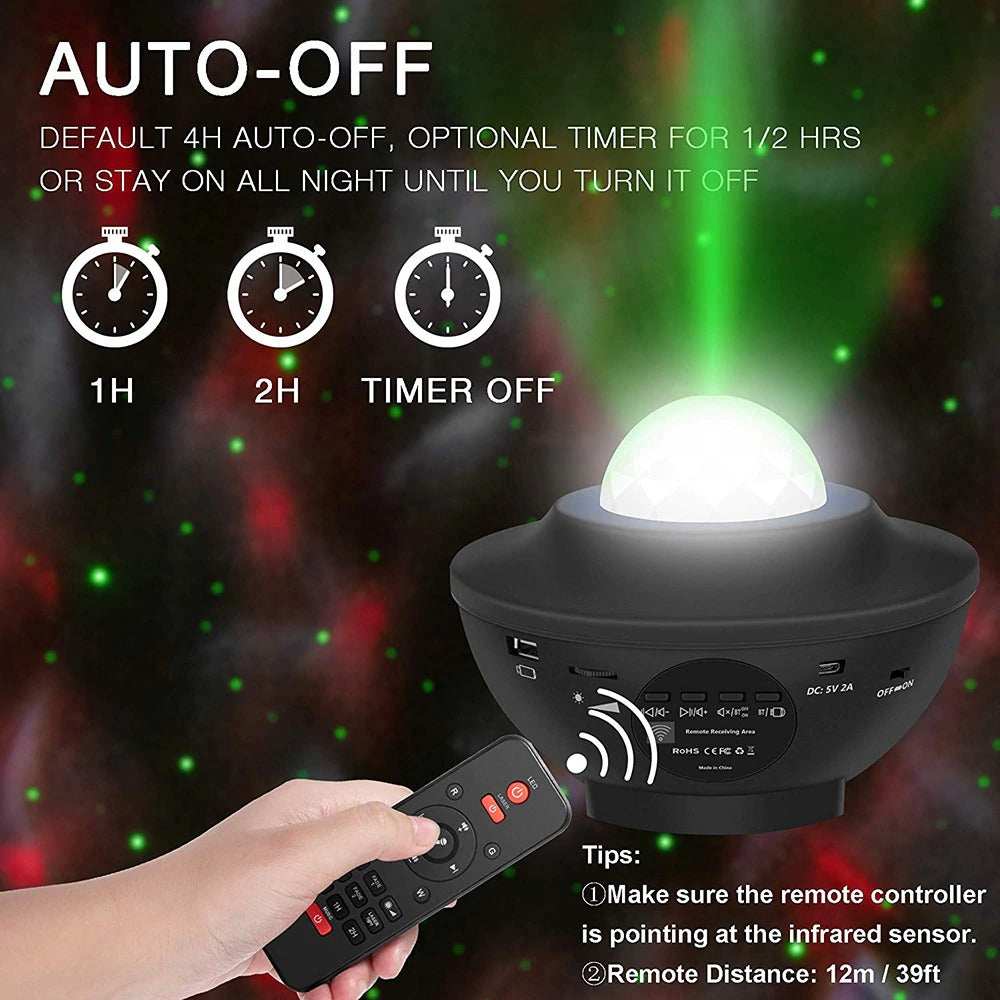 USB LED Star Night Light Music Starry Water Wave LED Projector Light Bluetooth Projector Sound-Activated Projector Light Decor Home dealsniper-net