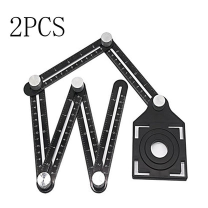 Aluminum Alloy Six-fold Ruler Ceramic Tile Hole Locator Home DealSniper.net 2pcs