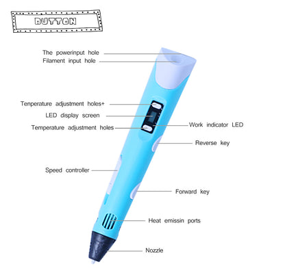 3D print pen 3D pen two generation graffiti 3D stereoscopic Kids dealsniper-net