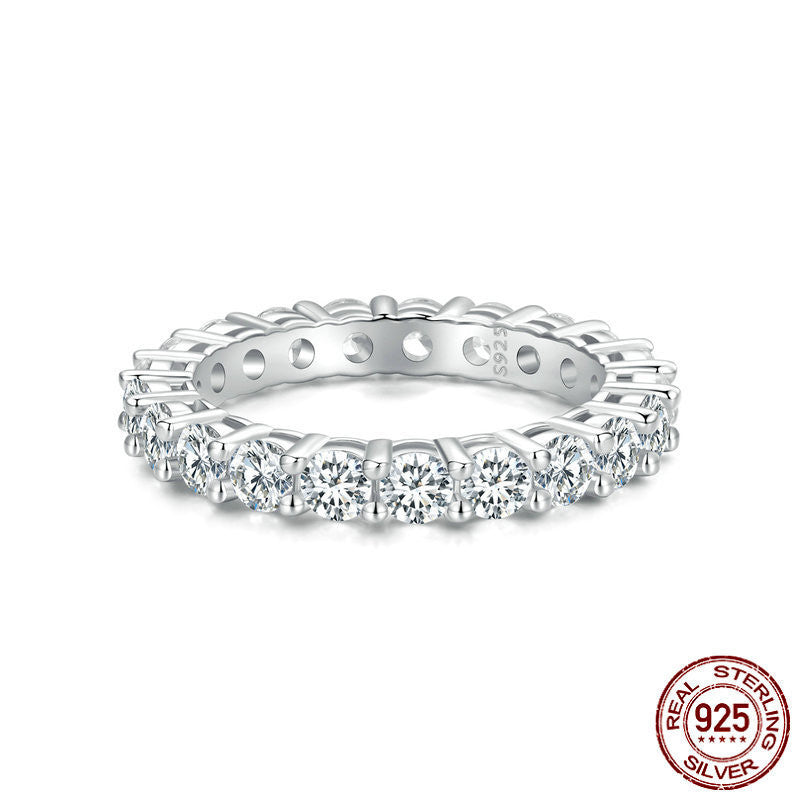 Paired Diamond Shining Mosonite Ring Jewelry DealSniper.net Silver Size6