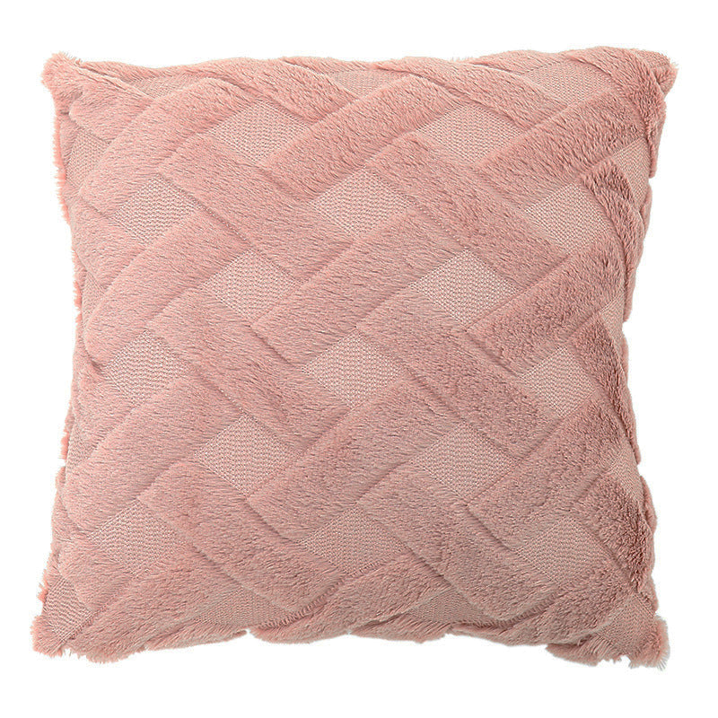 Geometric Rhombus Double-sided Three-dimensional Plush Pillowcase Home dealsniper-net D Pink A45x45cm