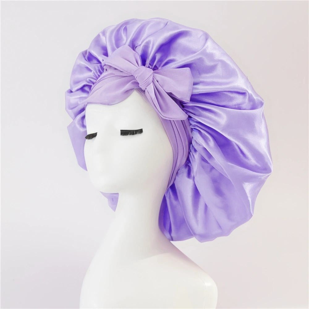 New Silk Bonnet For Sleeping Women Satin Bonnet Hair Bonnet Beauty dealsniper-net New Purple