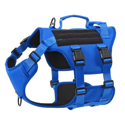 Heat-resistant Durable Nylon Tactical Service Dog Harness Pets Gym From House Blue L