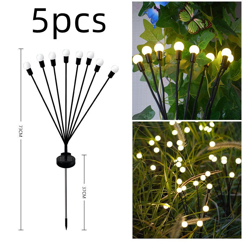 LED Pneumatic Firefly Ground Plug-in Lamp Garden dealsniper-net 5pcs Warm light 8heads