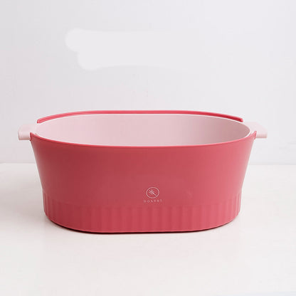 Kitchen Household Large Double-layer Plastic Drain Basket Sink Kitchen dealsniper-net Red large