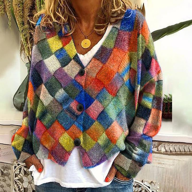 New Christmas Abstract Flowers Printing Sweater Fashion Women DealSniper.net