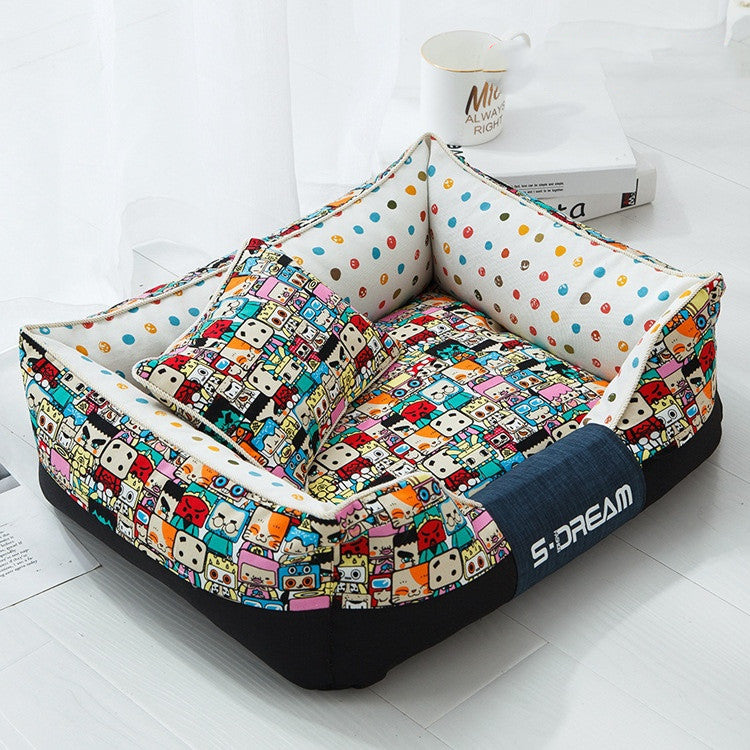 New House Dogs Product Bed Accessories Pets Cats Mat Pets dealsniper-net Robot No small pillows L