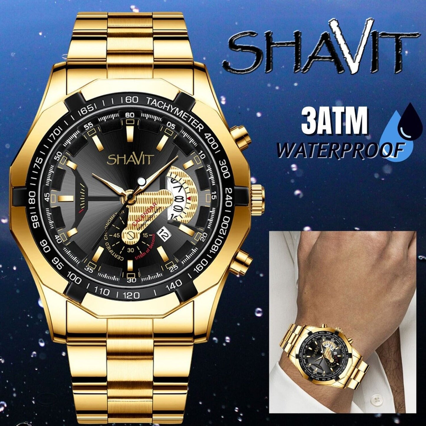 Classic Gold Men Quartz Watch Relojes De Hombre Stainless Steel Business Watches