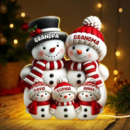 Cute Snowman Family Acrylic Night Light Ai Recorder Gym From House