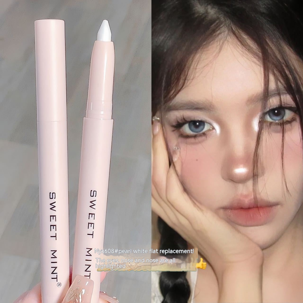 Crouching Silkworm Eyeliner Pen Makeup Brightening Beauty DealSniper.net 02 Color Pearlescent White
