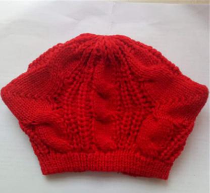 Hand Made 3D Cute Knitted Cat Ear Beanie For Winter Women dealsniper-net Red