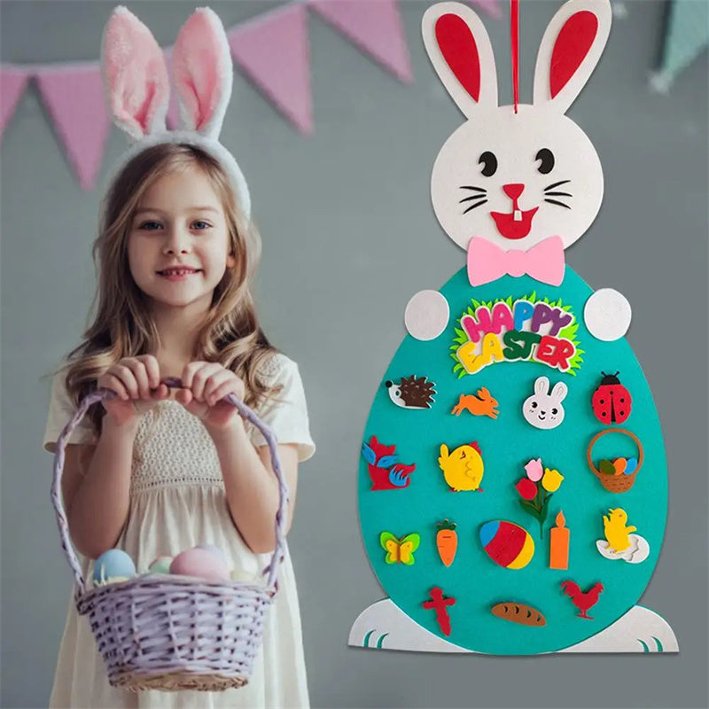 Easter Kids DIY Felt Bunny Pendants Toy with Detachable Home Decor dealsniper-net