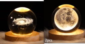 Luminous Starry Sky And Planets Moon Moon Crystal Ball Night Lamp Home Decor Gym From House Solid Wood Lamp Holder Set21 1PC