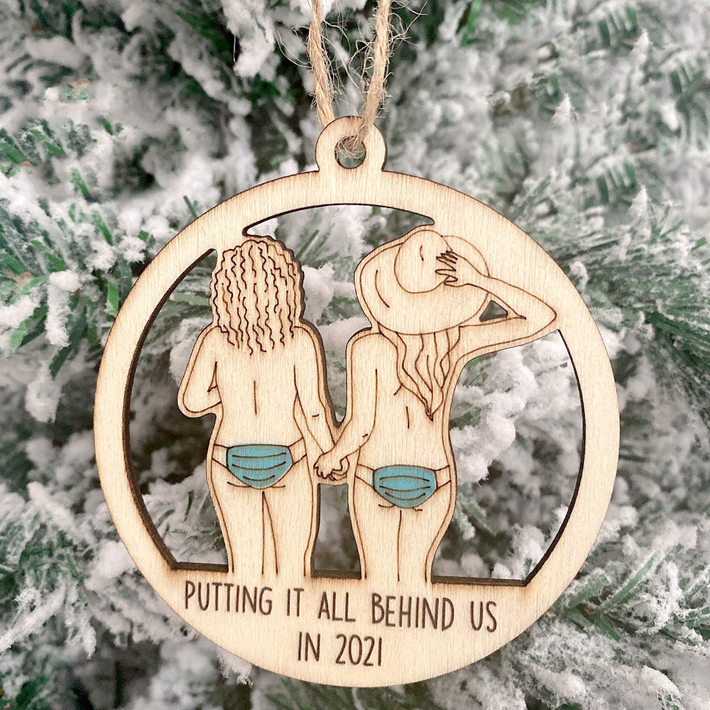 Wooden Hollowed-out Ornament Christmas Tree Pendant Holidays DealSniper.net Khaki A