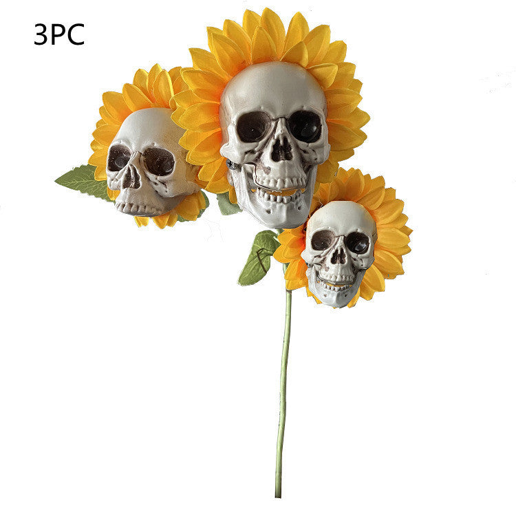 Skull Sunflower Halloween Decoration Garden Simulation