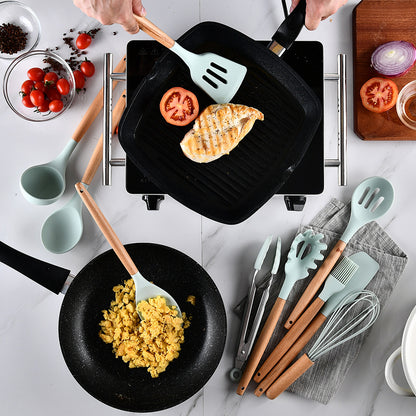 Silicone Kitchenware With Wooden Handle Kitchen dealsniper-net