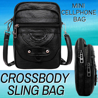 Small Cell Phone Purse Wallet Shoulder Bag Case Cross-body Pouch Handbag Women Women DealSniper.net Black PU Leather