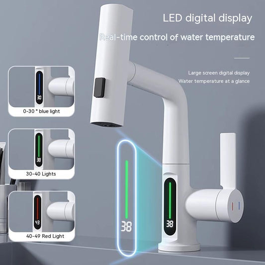 Intelligent Digital Display Faucet Pull-out Basin Faucet House dealsniper-net