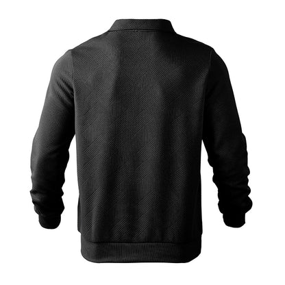 Lapel Jacquard Half-zipper Sweatshirt Fashion Solid Color Men DealSniper.net