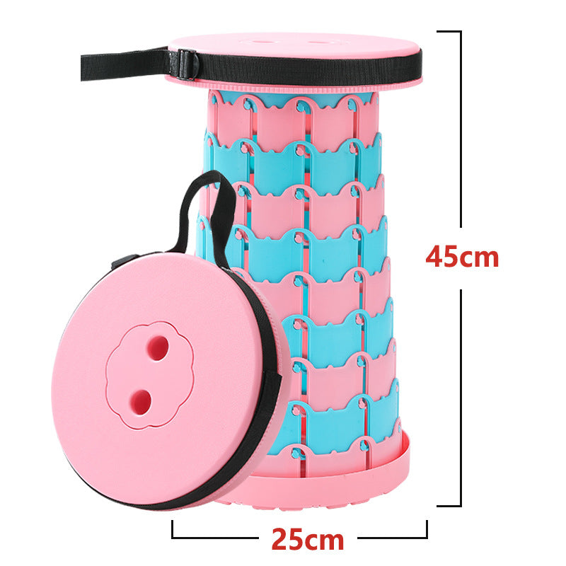 Children's Rainbow Folding Stool Portable Retractable Chair Kids dealsniper-net Adult Color Matching Pink