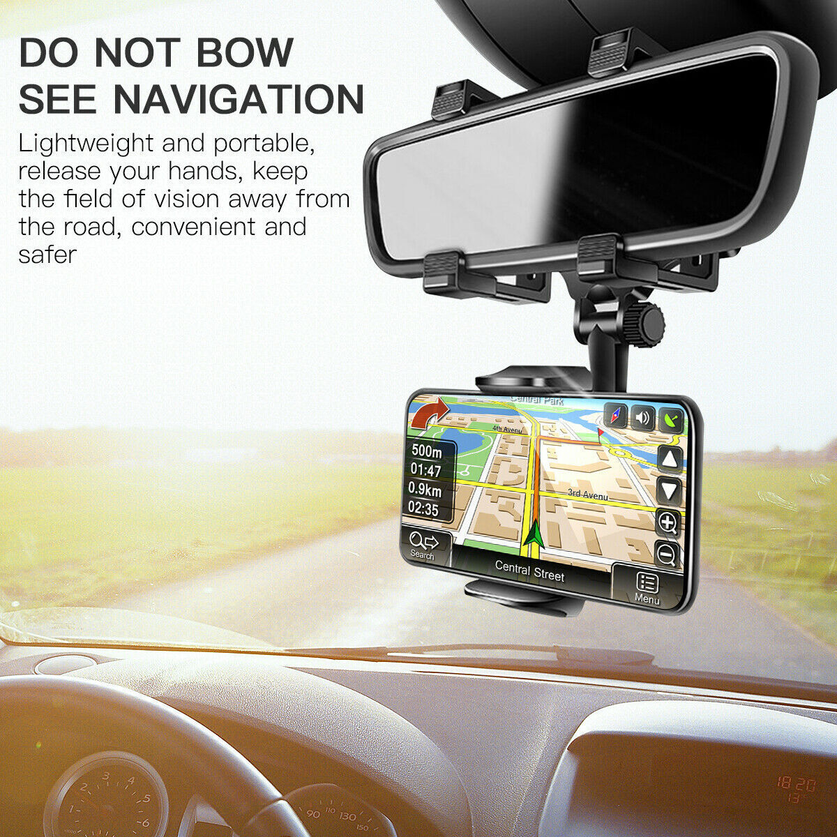 Universal 360 Rotation Car Rear View Mirror Mount Stand GPS Cell Phone Holder Phones dealsniper-net