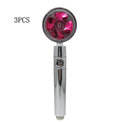 Propeller Driven Shower Head With Stop Button And Cotton Filter