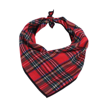 Christmas Triangle Pet Towel Santa Deer Print Dog Scarf Collar Pets Gym From House Red Plaid Saliva Towel