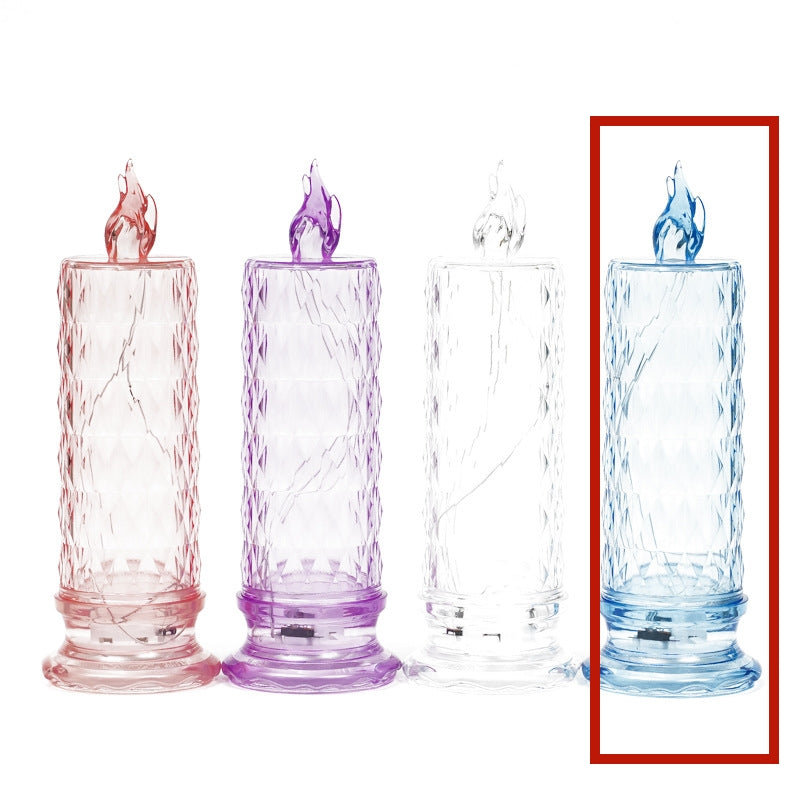 LED Electronic Candle Light Christmas Decorations Holidays Gym From House Diamond blue With base 1PC