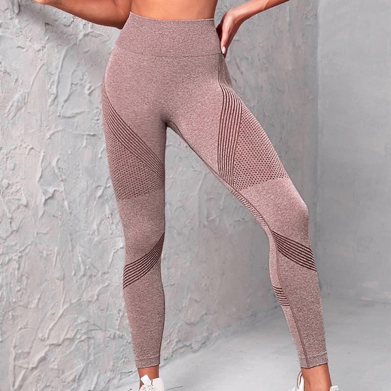High Waist Seamless Yoga Pants Women's Solid Color Dot Striped Women dealsniper-net