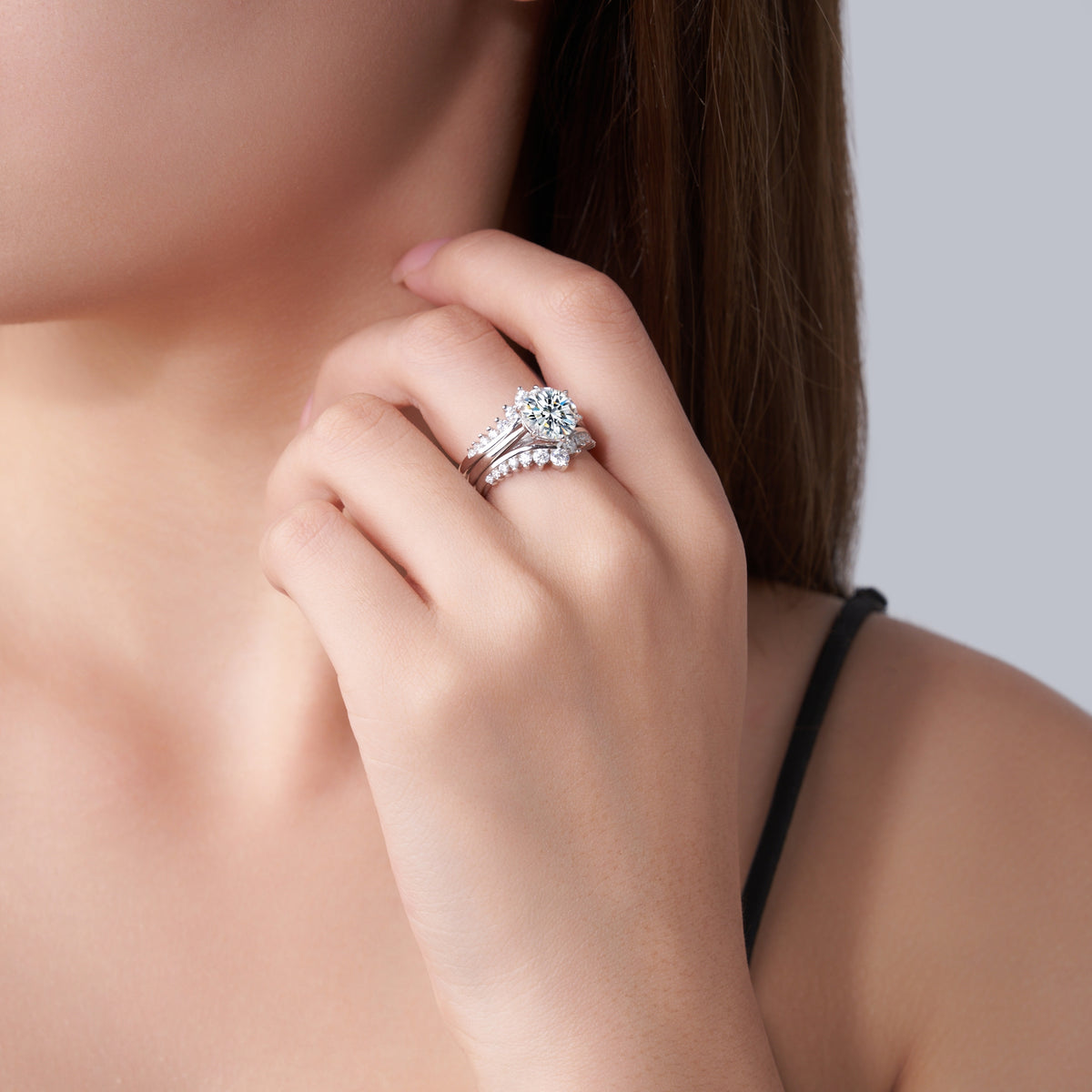 3-carat Luxury Fashion Minimalist Trend Jewelry Silver Ring Set Jewelry Gym From House