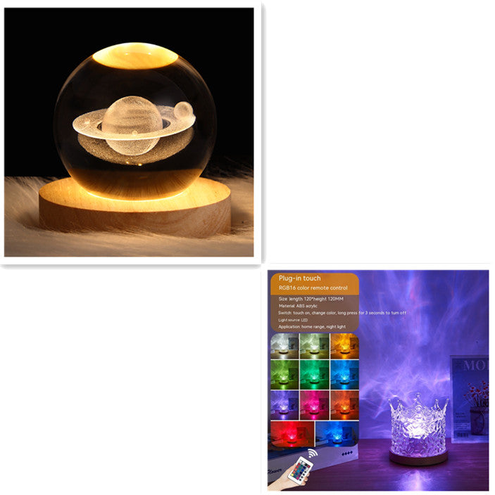 LED Water Ripple Ambient Night Light USB Rotating House dealsniper-net 3W Set3 1PC