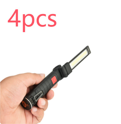 COB LED Tactical Flashlight USB Rechargeable Torch Work Light Outdoor DealSniper.net 11x3.6cm 4pcs