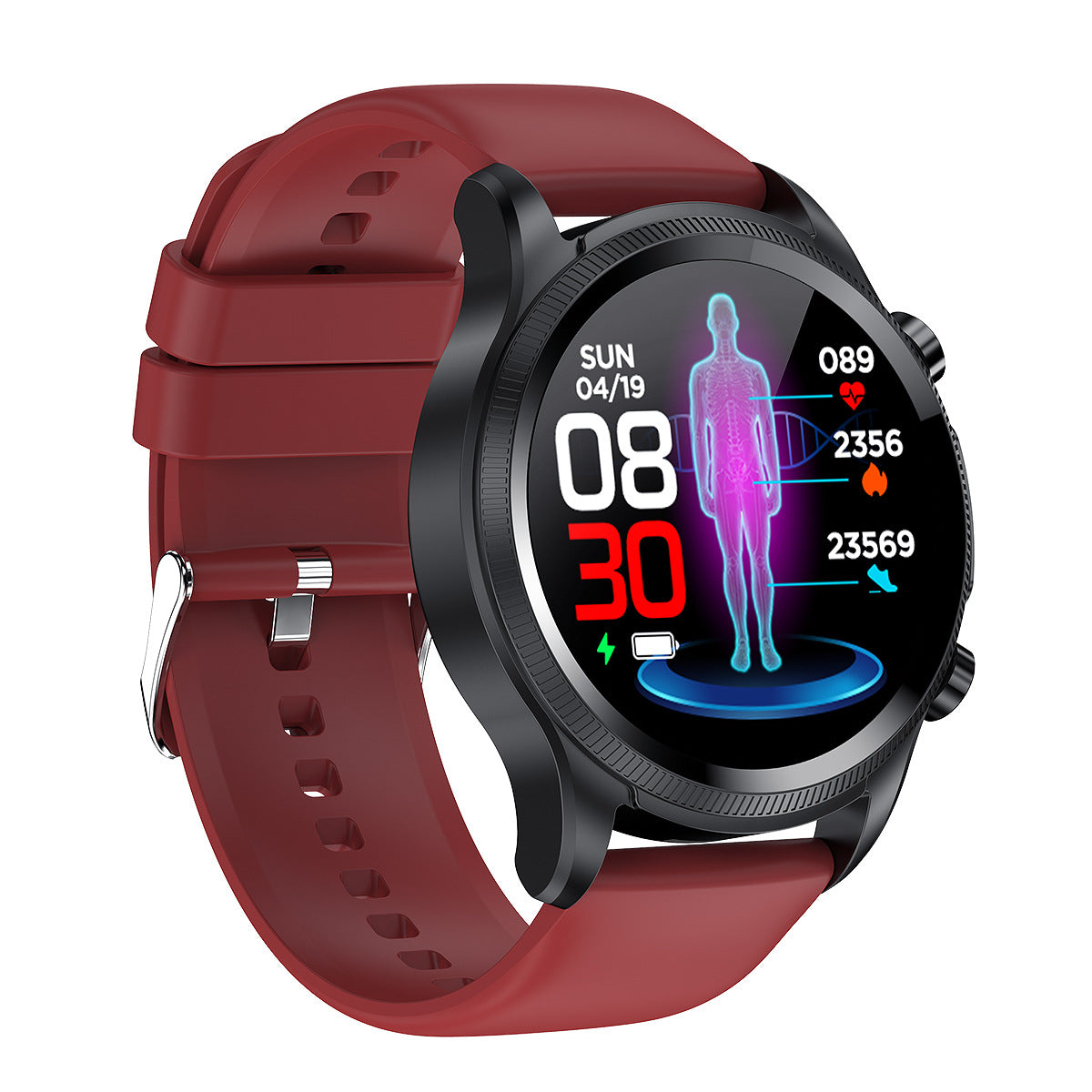 Oxygen ECG Temperature Blood Pressure Heart Rate Monitoring Laser Smart Watch Electronics DealSniper.net Red E400