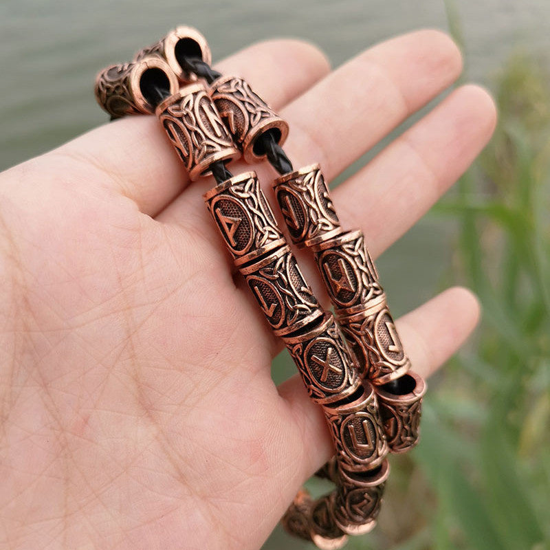 Set Of Viking Rune Beard Beads Jewelry dealsniper-net Antique red brass