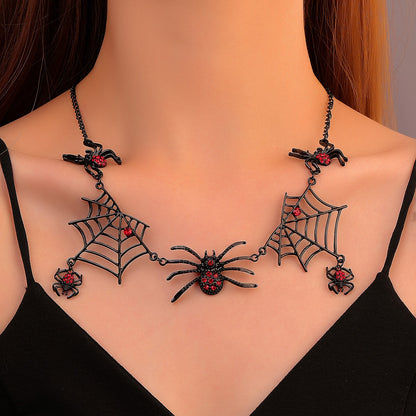 Halloween Spider And Spider Web Necklace Personality Clavicle Jewelry dealsniper-net Spider web