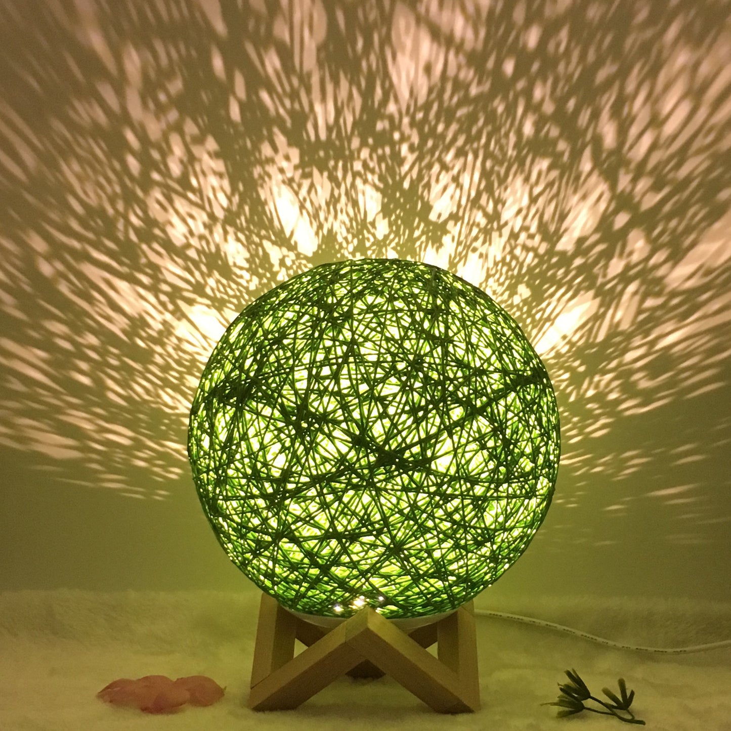 Creative Linen Table Lamp Novel and Unique LED Intelligent Home Decor Gym From House Green shelf Button 20cm